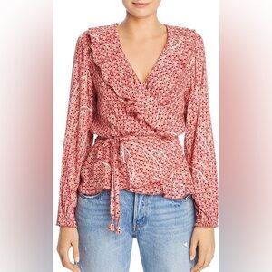 Poulette St. Barth Pink Floral Wrap Long Sleeve Top